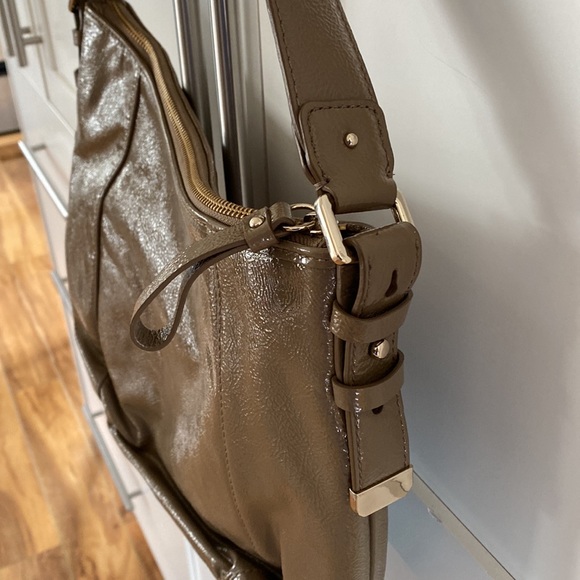 Cole Haan Essex Tan Patent Leather Hobo Shoulder Bag - Picture 6 of 16